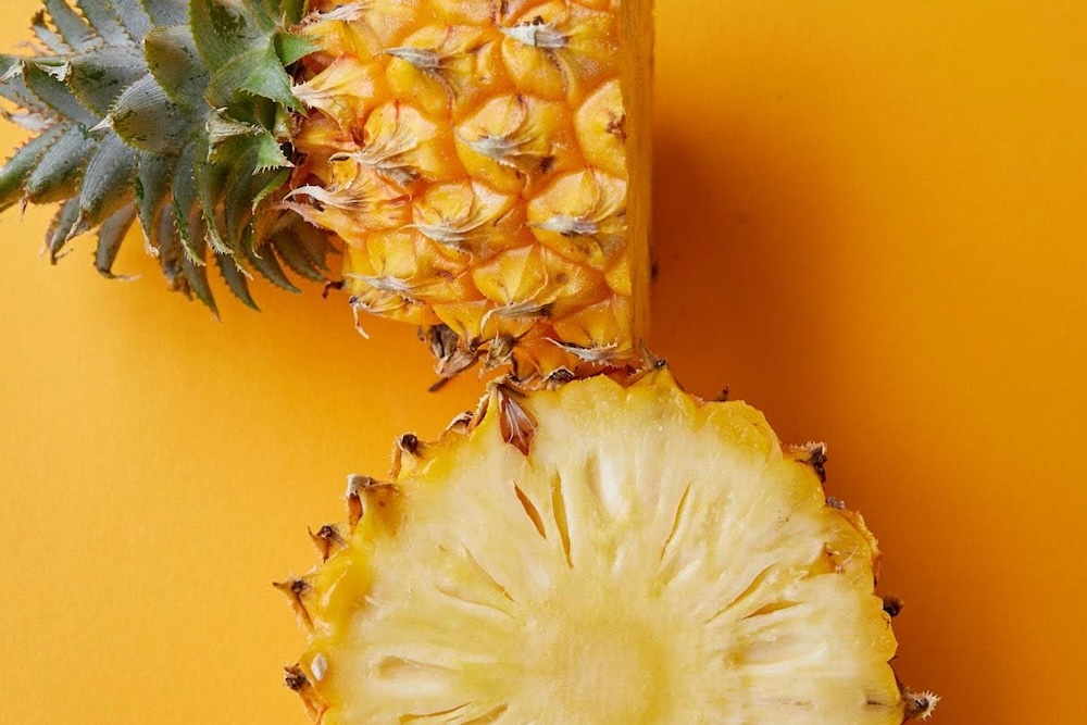 Pineapple cut in half